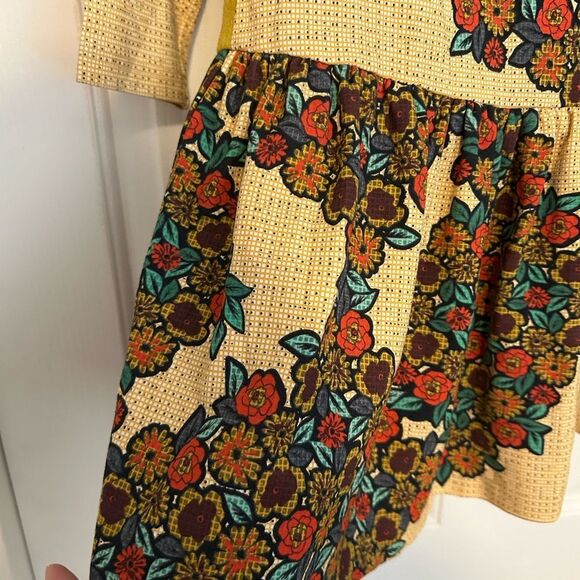 Brown and Green Long Sleeve Casual Dress with Vintage Style - Picture 3 of 7